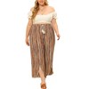 Agnes Orinda Women's Plus Size Split Elastic Waist Flowy Striped Casual Wide Leg Fashion Pants - 2 of 4