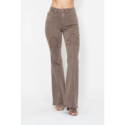 Women's Knee Seam Detail & Shield Back Pockets Flare Jean - Judy Blue