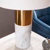 Southern Enterprises Gasbrom Table Lamp White/Gold (Includes LED Light Bulb): Modern Drum Shade, Concrete & Iron Base - image 2 of 4