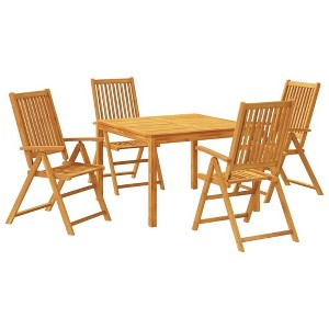 vidaXL Garden Dining Set Natural Brown Solid Acacia wood Medium Foldable - 43.3" x 43.3" x 29.5" 4 - 1 of 4