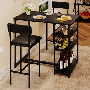 Bar Table Set with 2 Upholstered Bar Stools, Dining Table and Chairs, 3 Piece Dining Room Set for Small Space, Apartment, Dining Room - 1 of 4