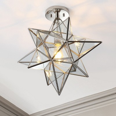 Abrielle 19" Brushed Nickel and Glass Star Flush Mount