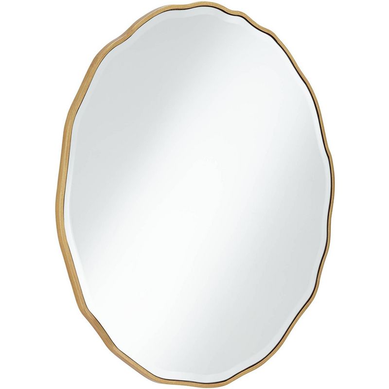 Noble Park Lissa Round Vanity Decorative Wall Mirror Modern Beveled Edge Gold Waved Wood Frame31 1/2" Wide for Bathroom Bedroom Living Room Home House, 5 of 10