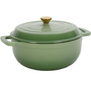 Sevobal Pots and Pans Cast Iron 7.5qt Cooking Pot Dutch Oven Pot for Bread Baking, Cooking Enamel Pot Round Dutch Oven, Green, 15"*11.4"*5.1" - 1 of 4