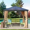 Aoodor 10 x 10 ft. Outdoor Aluminum Frame Polycarbonate Roof Gazebo, with Mosquito Netting and Curtains- Black - 3 of 4