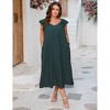 Plus Size Ruffle Sleeve Pleated Babydoll Short Sleeve Summer Dress with Belt - 3 of 3