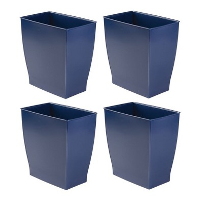 iDesign Set of 4 Small Rectangular Bathroom Trash Cans - Navy Blue, USA Made