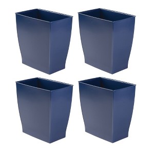 iDesign Set of 4 Small Rectangular Bathroom Trash Cans - Navy Blue, USA Made - 1 of 4