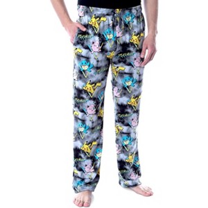 Pokemon Men's Pikachu Squirtle and Jigglypuff Tie Dye Sleep Pajama Pants - 1 of 4