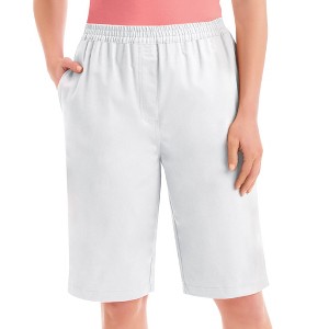 Collections Etc Stretch Twill Elastic Waist Pull-On Bermuda Shorts - 1 of 4