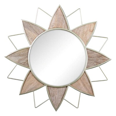 Gold Metal and Wood Flower Shaped Wall Mirror - Foreside Home & Garden