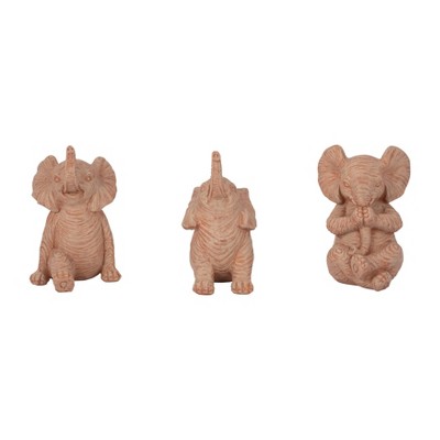 Sagebrook Home Set of 3 Yoga Elephant Figurines - Classic Polyresin Sculpture of Yoga Posed Eleplants - Home, Office, Yoga
