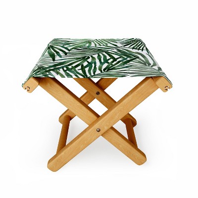 Marta Barragan Camarasa Watercolor Simple Leaves Folding Stool - Deny Designs