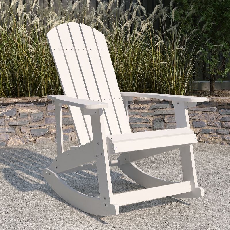 Merrick Lane All-Weather Polyresin Adirondack Rocking Chair with Vertical Slats, 3 of 13