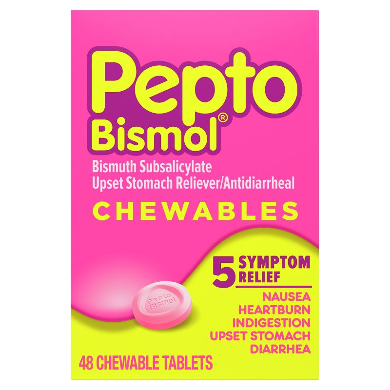 Pepto-Bismol 5 Symptom Stomach Relief Chewable Tablets - 48ct, 1 of 12