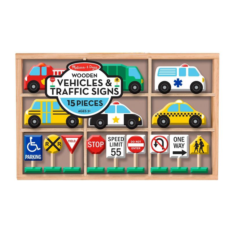 Melissa &#38; Doug Wooden Vehicles and Traffic Signs With 6 Cars and 9 Signs, 4 of 11