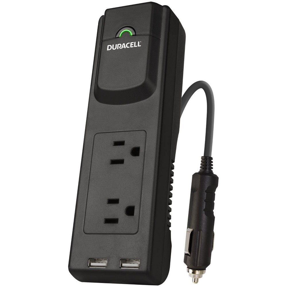 Duracell - 175W Power Strip Inverter with Dual USB Ports - Black