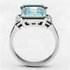 Slickblue Women's Silver Ring, Synthetic Sea Blue Center Stone and Side Crystals, Three-Stone Design, Sizes 5-10 - 3 of 4