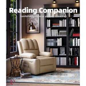 Swivel Rocking Recliner Chair, PU Leather Reclining Nursery Rockers with Heat & Massage 360° Round Base Rocker Recliner Chair - 1 of 4