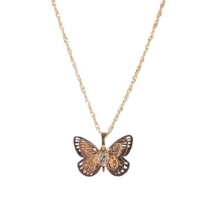 Slickblue Gold Twisted Chain Necklace, 3D Butterfly Pendant with Faux Simulated Crystal, 18 Inch - 1 of 3