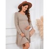 Maternity V Neck Dress Women's Rib Knit Long Sleeve Midi Dress Photoshoot Baby Shower Sweater Fall Dresses - 4 of 4
