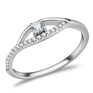 Slickblue Clear CZ Engagement Ring for Women - Polished Stainless Steel, Round Pave Stone, No Plating, Sizes 5-10 - 1 of 4