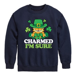 Boys' - Garfield - Charmed Im Sure Graphic Long Sleeve Fleece Sweatshirt - 1 of 4