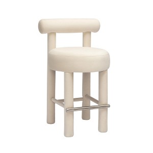 TOV Furniture Carmel Velvet Counter Stool in Cream - 1 of 4
