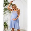 Women Maternity Dress Summer Sleeveless Midi Dresses for Photoshoot Baby Shower Adjustable Straps Nursing Dress - 3 of 4