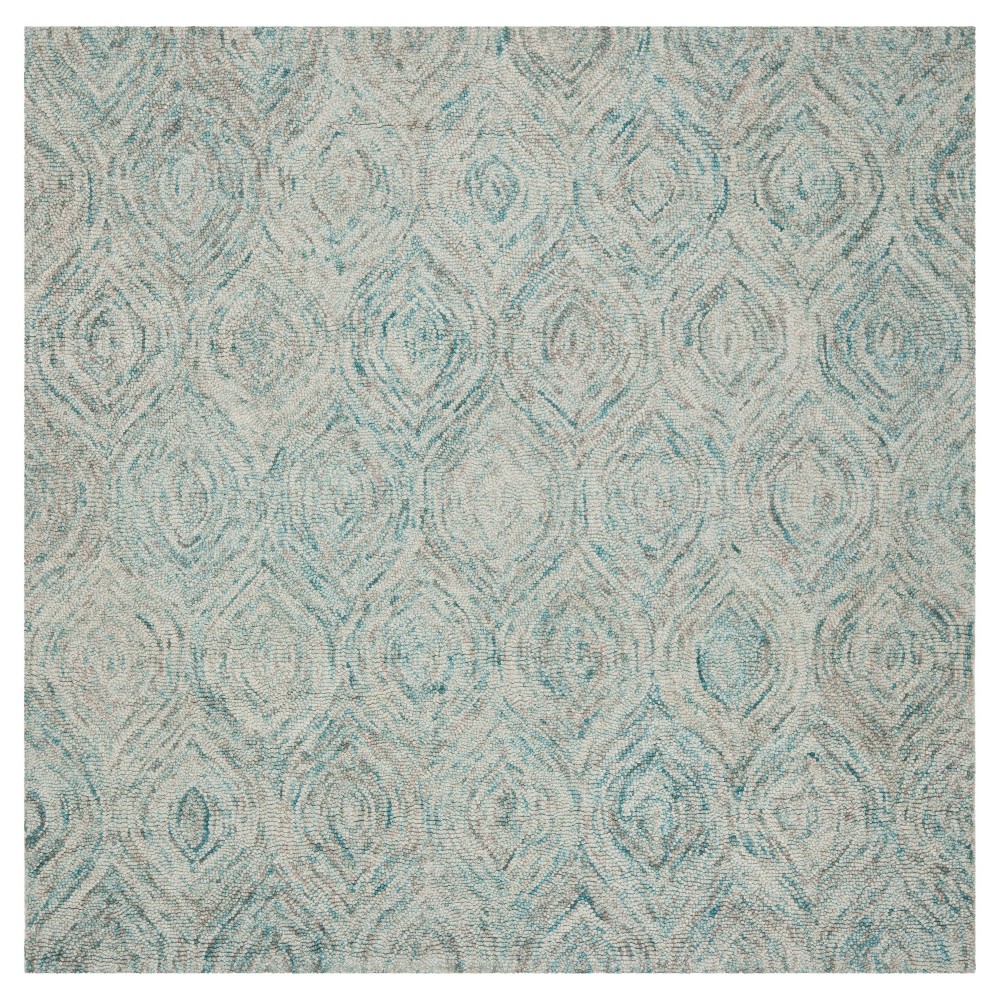 Ivory/Sea Blue Geometric Tufted Square Accent Rug - (4'x4') - Safavieh