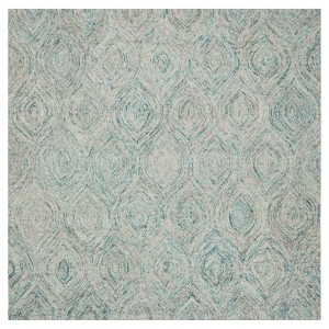 Ivory/Sea Blue Tribal Tufted Square Accent Rug - (4