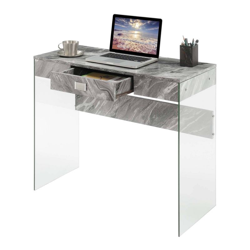 36" Breighton Home Uptown Glass Desk with Drawer, 6 of 9