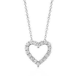 Ross-Simons 0.50 ct. t.w. Lab-Grown Diamond Heart Pendant Necklace in Sterling Silver - 1 of 2