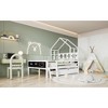 DOMETOUR House Bed with Ladder & Storage Drawers, Solid Wood Platform Frame, Blackboard Design, No Box Spring Needed, White - 3 of 4