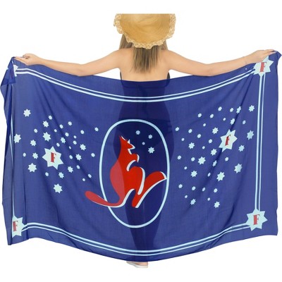 LA LEELA Women's Beachwear Summer Bikini Wraps Beach Wrap Coverups Sarong Skirt Swim Cover Up Swimwear Coverups for Women One Size Blue,Kangaroos