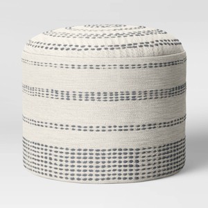 Darien Pouf Textured Neutral Threshold Cotton Blend Stitch Pattern Beaded Fill No Assembly Required