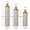 Grungis  Gold & White Metal Flower Vase Set of 3,Textured Cylinder Decorative Vases  for Glam Home Decor (23.6"/27.5"/31.5" Tall),Gold+White - 3 of 4