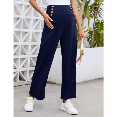 Maternity Pregnancy Loose Lounge Sweatpants Smocked Wide Leg