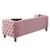 84" Chesterfield Velvet Sofa, Modern Tufted Couch with Gold Metal Arms, 700lb Capacity & Striped Pillows, Solid Wood Frame - 2 of 4