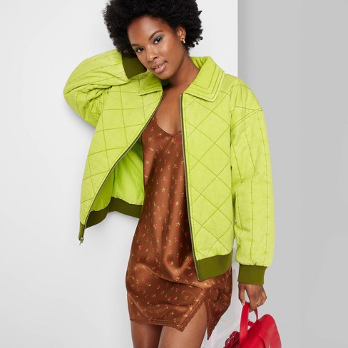 Women's Oversized Woven Quilted Bomber Jacket - Wild Fable™ - image 1 of 3
