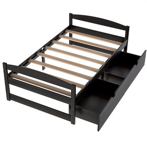 COWLOWN Twin Size Platform Bed with 2 Drawers, Storage Bed Frame with Wheels for Bedroom & Living Room - 1 of 4