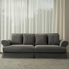 Lesly Lazy Style 102 in. Wide Square Arm Cotton and Linen Fabric Removable Covers Rectangle 2-Seater Sofa - 2 of 4