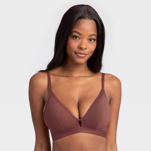 All.you Lively Women's Busty Mesh Trim Bralette - Brown 3 : Target