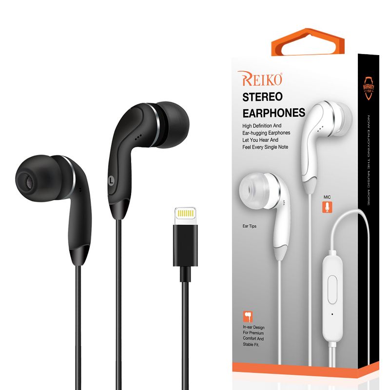 REIKO IN-EAR HEADPHONES WITH MIC FOR IOS IN BLACK, 1 of 5
