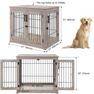 unipaws Wire Bar Dog Crate End Table – Double Doors, Wooden Furniture Style - 1 of 1