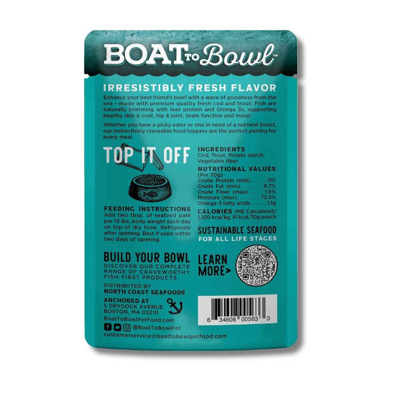 Boat To Bowl Cod and Trout Seafood Fish Flavor Food Topper Wet Cat and Dog Food - 2.46oz, 3 of 11