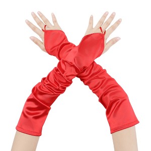 INSPIRE CHIC Women's Fingerless Satin Elbow Long Gloves 1 Pair - 1 of 4