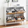 Hallways Rattan Shoe Cabinet Freestanding Shoe Storage Cabinet w/4 Flip Drawers Shoe Rack Organizer w/ 2-Tier Adjustable Shelves - 3 of 4
