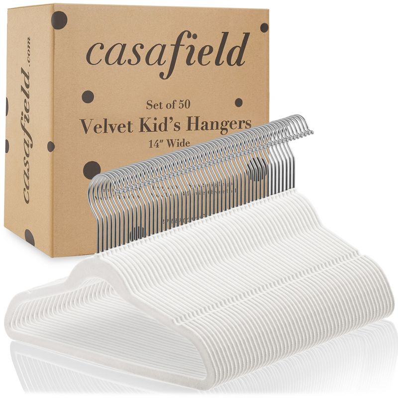 Casafield 14" Velvet Kid's Hangers for Children's Clothes, Set of 50, 4 of 8