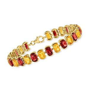Ross-Simons 14.00 ct. t.w. Garnet and 11.00 ct. t.w. Citrine Bracelet in 18kt Gold Over Sterling - 1 of 3